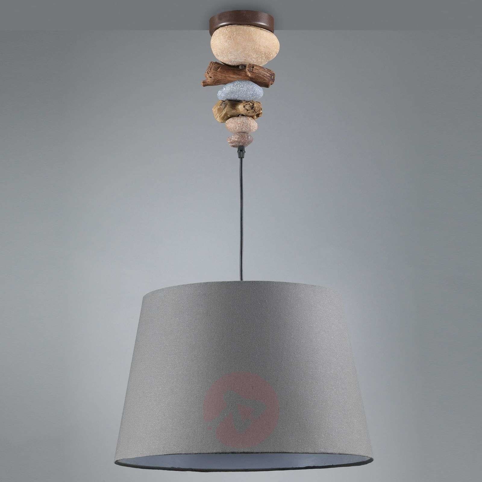ONLI Lampa wisząca Vera z kloszem z tkaniny i kamieniem