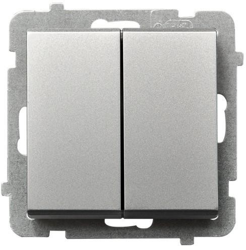 LEDart wiecznikowy podwójny, Ospel SONATA ŁP-2R/m/38, bez ramki, kolor srebrny mat