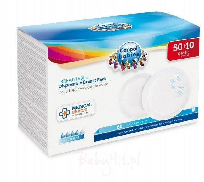 Canpol Babies Babies WKŁADKI LAKTACYJNE Z PASKIEM SAMOPRZYLEPNYM 1/652 60 SZT. 5901691807426