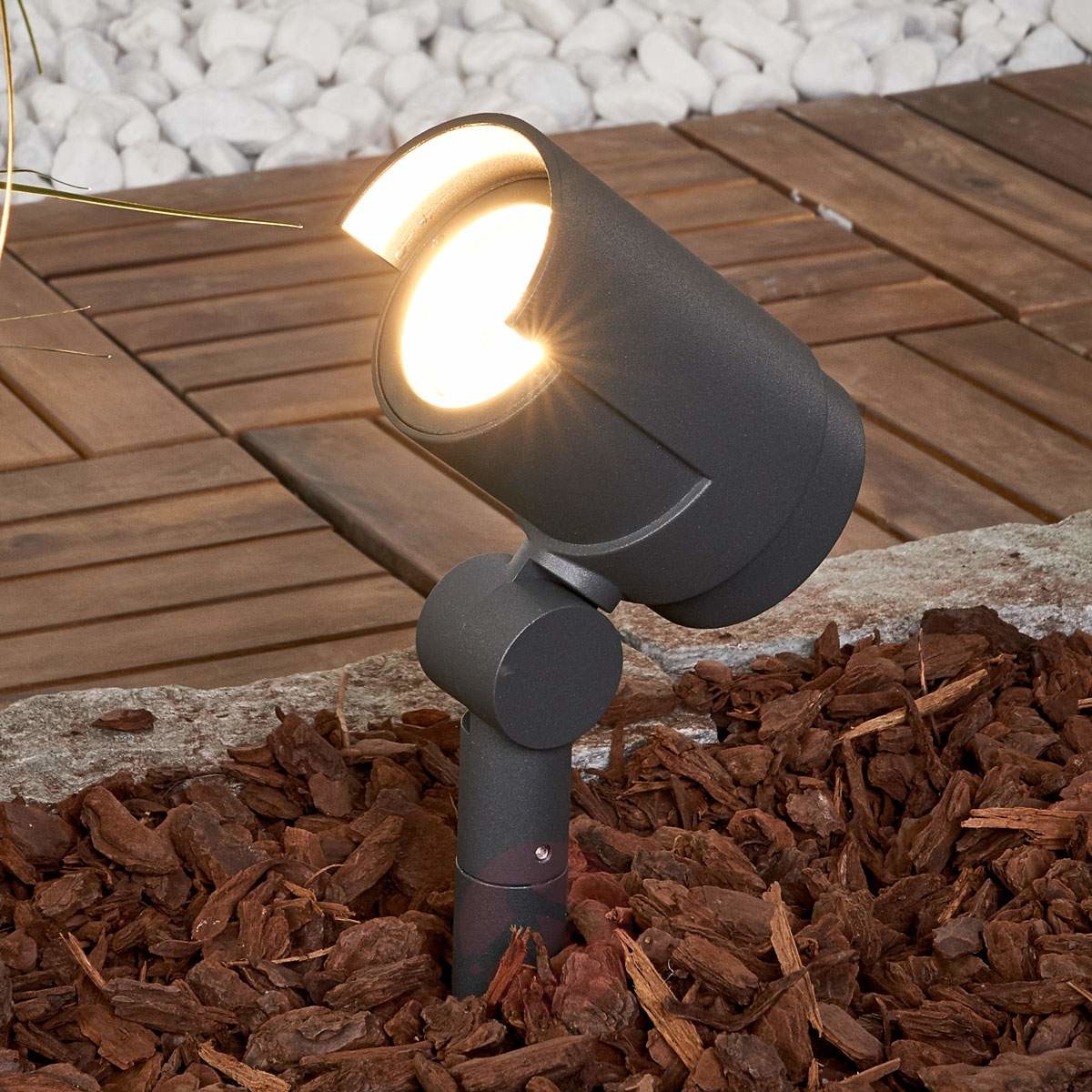 LAMPENWELT.COM Beatrix, reflektor z grotem ziemnym i diodami LED