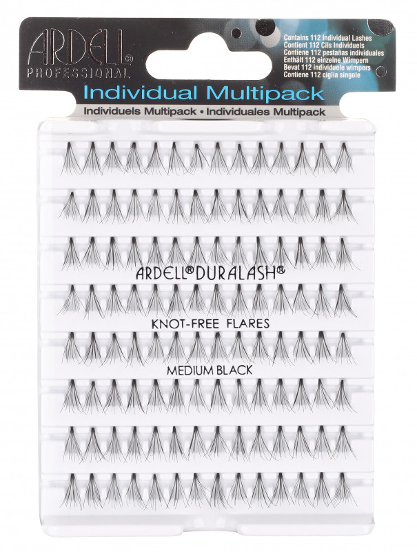 Ardell Individual Multipack - KNOT-FREE FLARES - MEDIUM BLACK - Zestaw 112 kępek rzęs