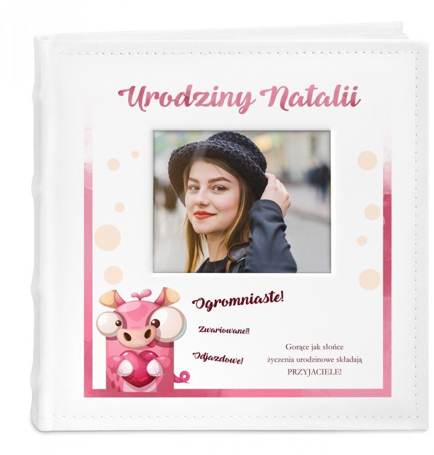 NA Murrano Album mały z oknem nadruk dedykacja dla przyjaciółki urodziny ALB-SO-WH-UV-022