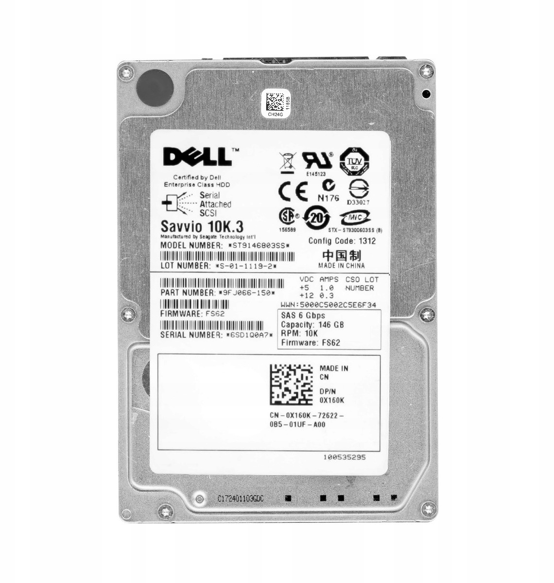 Dell 0X160K 146GB 10K 16MB SAS-2 2.5'' ST9146803SS