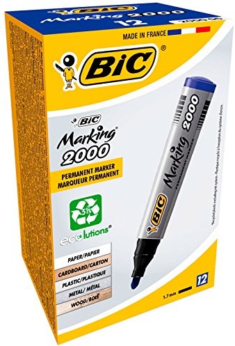 BIC Permanent Marker Marking 2000 Ecolutions. Końcówka okrągła, 1,7 MM, pudełko  12 sztuki, niebieskie 8209143