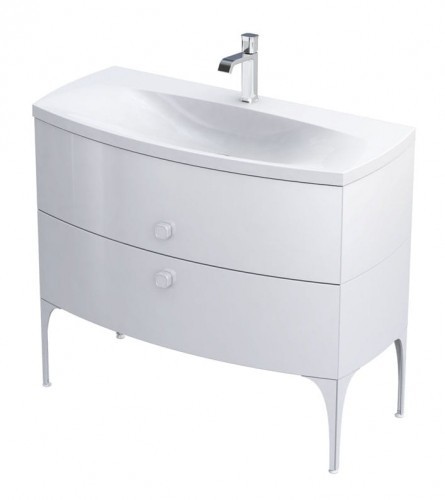 Oristo Szafka wisząca LOUIS 102 cm BIAŁY POŁYSK z umywalką LOUIS 102 cm BIAŁY MAT OR50-SD2S-102-1 + UME-LU-102-93