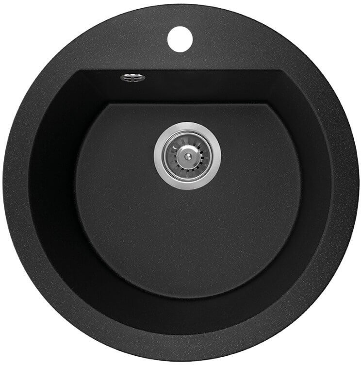 Laveo Zlewozmywak granitowy czarny 1-komorowy DAFNE śr.510mm SBD_780T -
