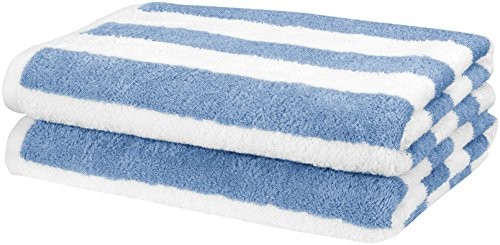 AmazonBasics ręcznik plażowy w pasy, błękitny, 2 szt. w opakowaniu