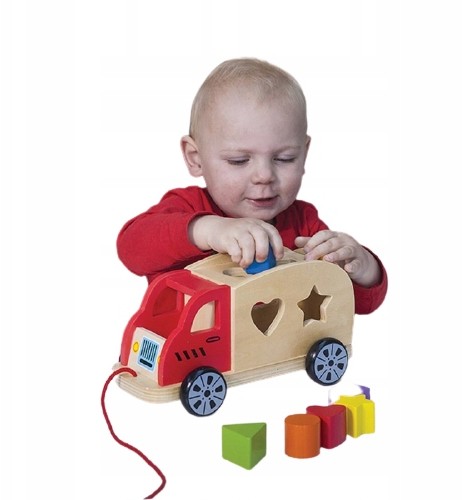New Classic Toys Drewniana ciężarówka z otworami na klocki Prezent
