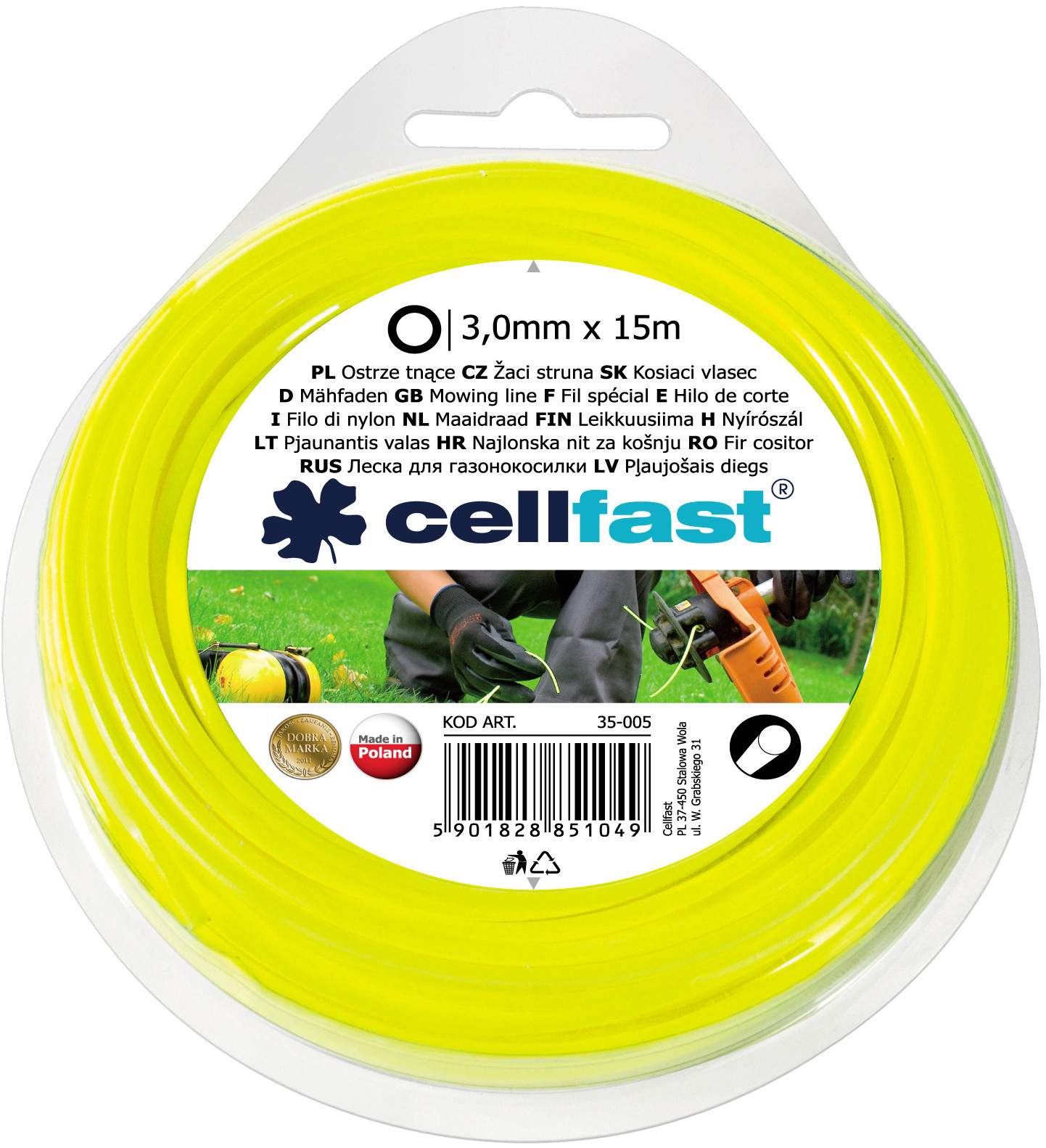 cellfast Żyłka tnąca Okrągła 3.0 mm x 15 m