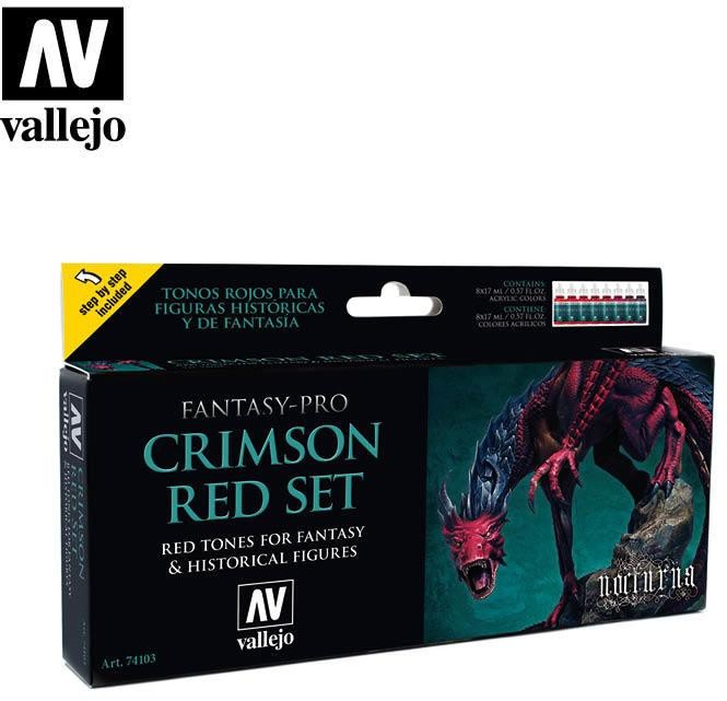 Vallejo Pro Nocturna Zestaw 8 farb - Crimson Red Set Vallejo 74103