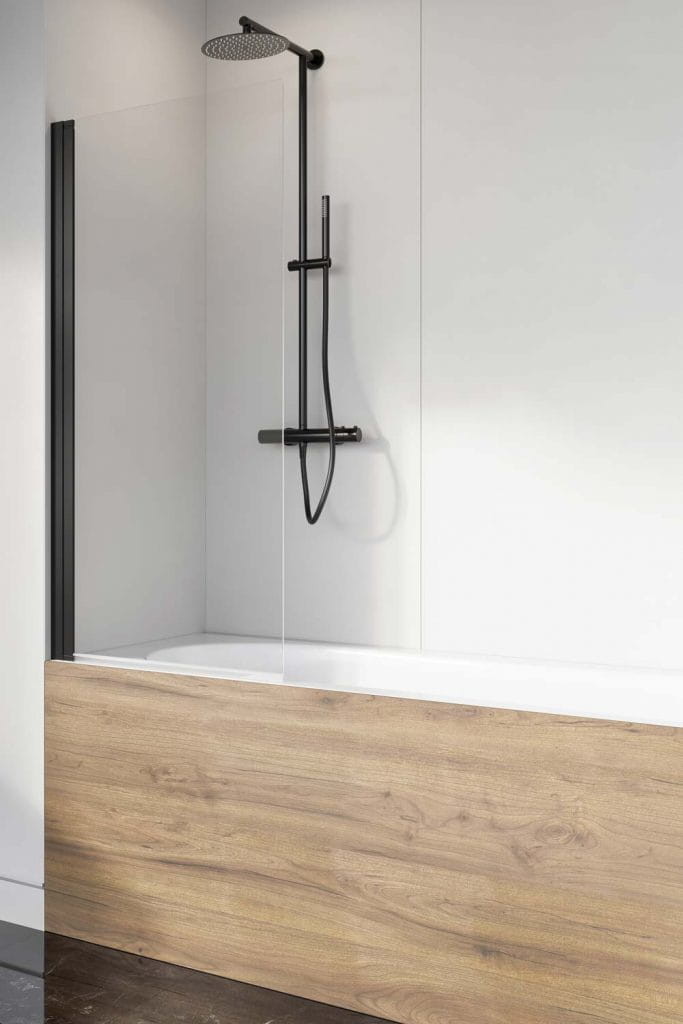 Radaway parawan nawannowy Nes Black PNJ 60 cm lewy, szkło przejrzyste, wys. 150 cm 10011060-54-01L