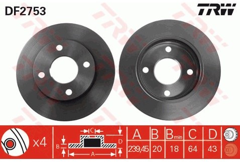 TRW Tarcza hamulcowa DF2753