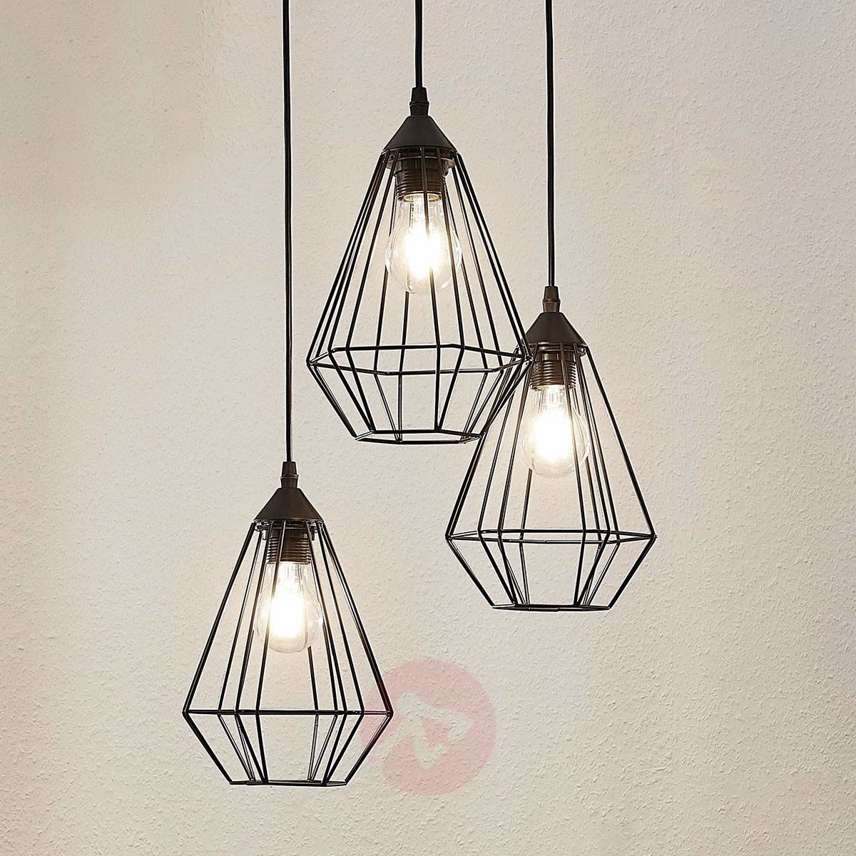Lampenwelt com Lampa wisząca Elda z klatkami, pęczek, czarna