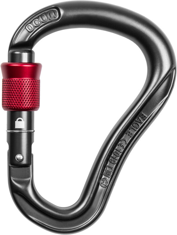 Ocun Eagle HMS Screw Carabiner, anthracite/red 2021 Karabinki zakręcane 04626-anthracite/red