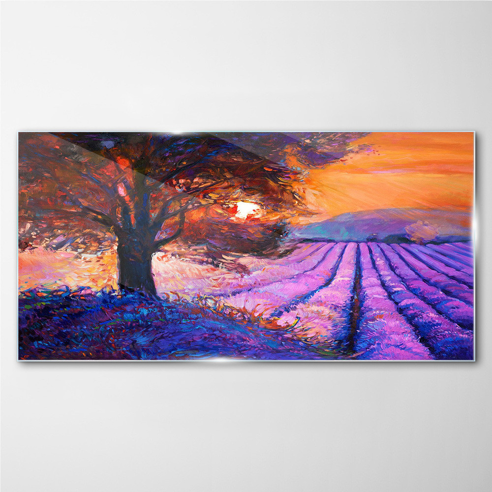 PL Coloray Obraz Szklany kwiaty zachód słońca 120x60cm