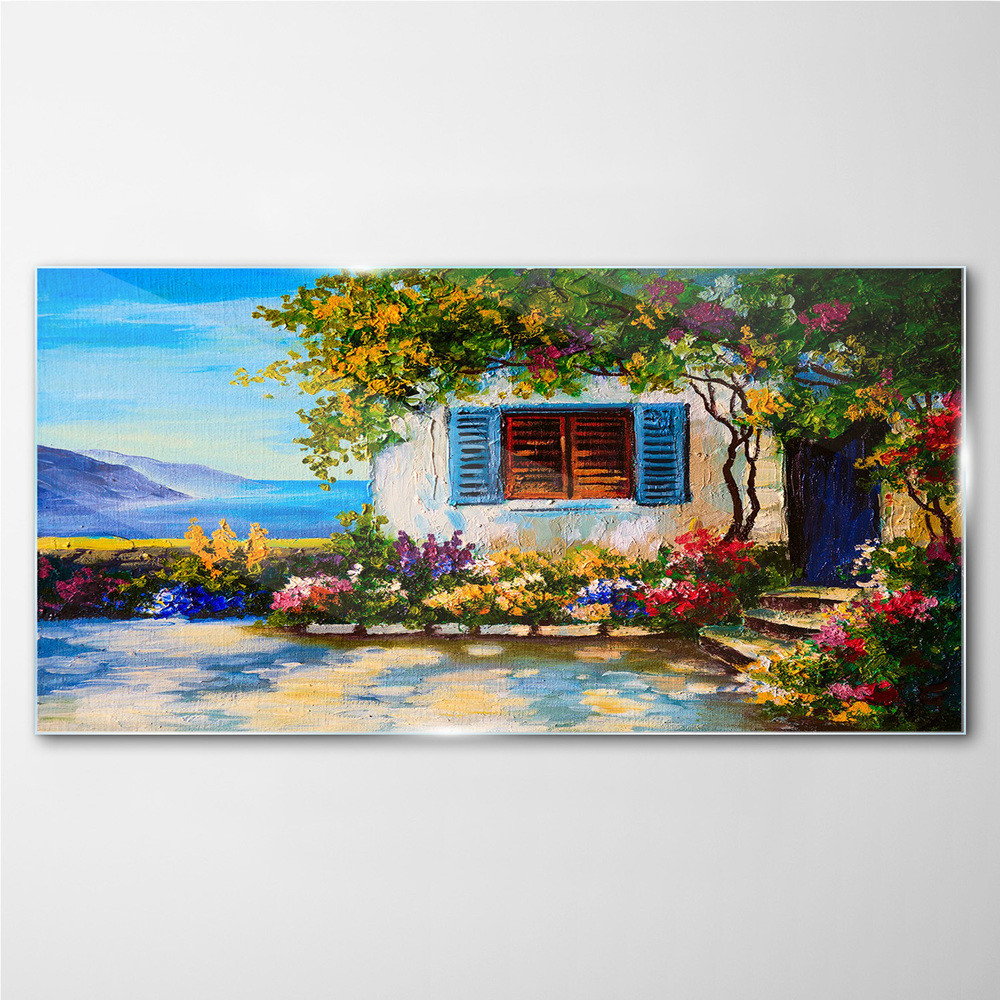 PL Coloray Obraz na Szkle kwiaty morze niebo 100x50cm