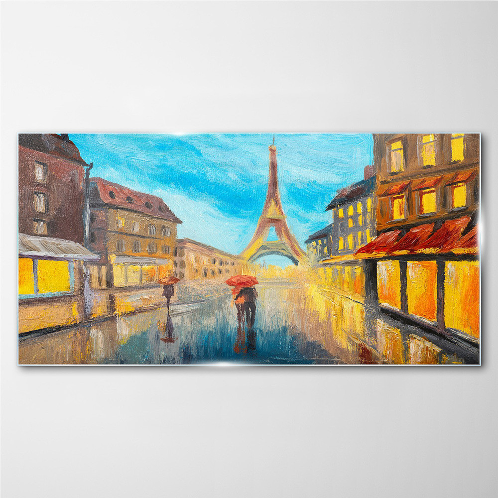 PL Coloray Obraz na Szkle Miasto Francja Wieża 100x50cm