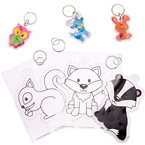 Baker Ross Baker Ross AW870 Brelok do kluczy ze zwierzętami leśnymi, super kurczliwe, sztuka i rzemiosło dla dzieci (zestaw 8 sztuk), różne AW870