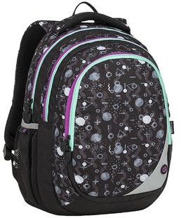 Bagmaster Plecak szkolny czarny + szary + fioletowy Bagmaster Maxvell 9 A