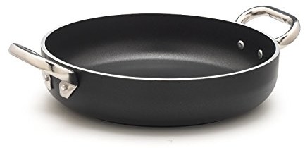 Pentole Agnelli pentole agnelli alblack indukcja funduszu garnków, aluminiowa, grubość 5 MM, 10 z 2 uchwyty ze stali nierdzewnej, czarny, 32 cm ALSA2110SSPI32