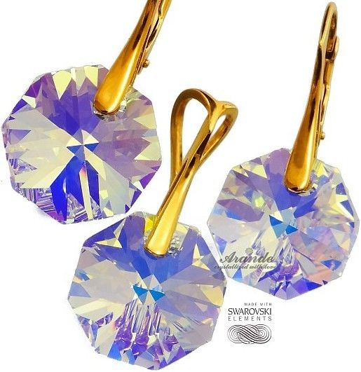 Arande SWAROVSKI piękne kolczyki wisiorek AB ZŁOTE SREBRO 4283318193