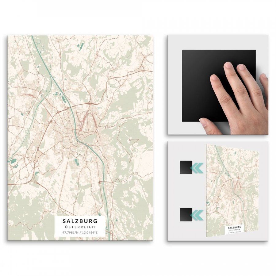 Pix4home Plakat metalowy Mapa Vintage Salzburg L POS-L-03200