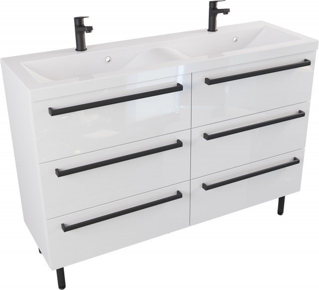 Furni Szafka Umywalkowa Stojąca ATHOS 120 cm DUO - Uchwyt Czarny Mat ATH UM ST 120 DUO UC