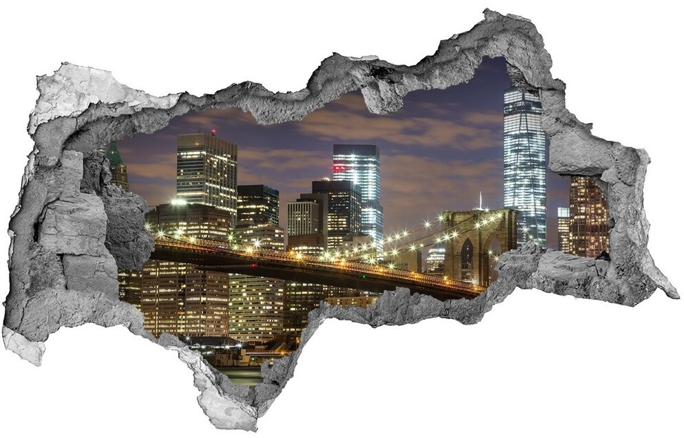Wallmuralia.pl Fototapeta dziura na ścianę 3d Most Brookliński
