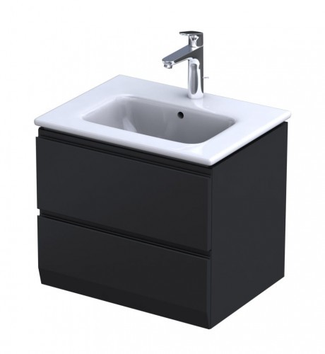 Oristo Szafka wisząca BRYLANT UNI 60 cm z umywalką JOY CZARNY MAT OR36-SD2S-60-8-V3 + UME-JO-60-91