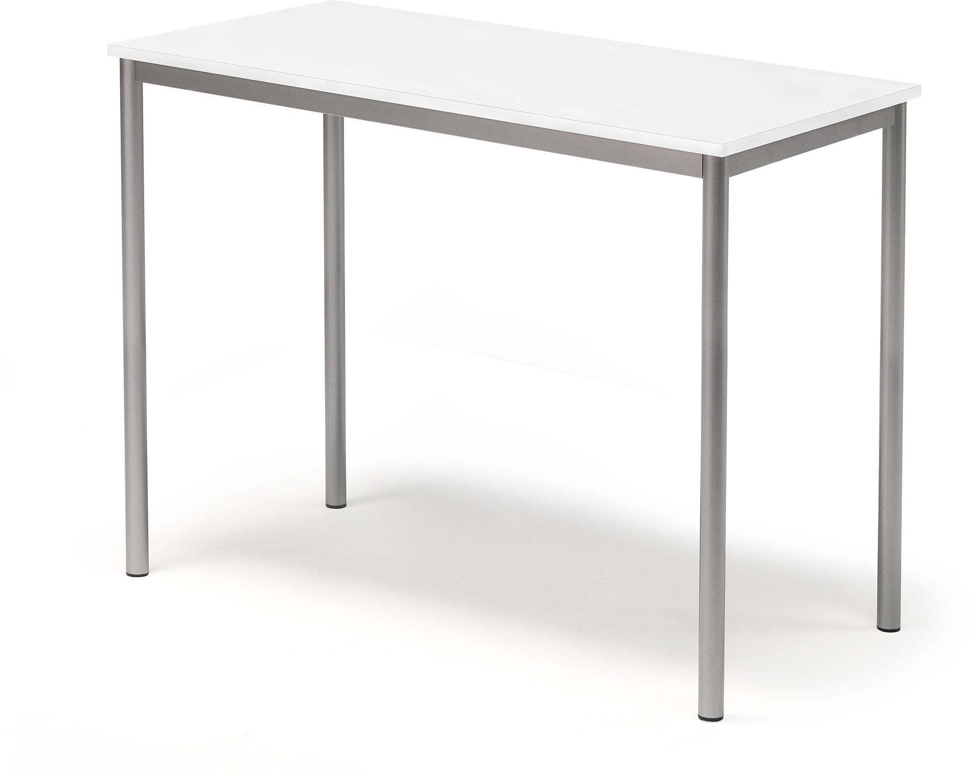 AJ Produkty Stół Bors, 1200x600x900 mm, rama srebrna, dźwiękochłonny HPL, biały