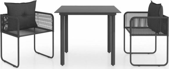 vidaXL 3-cz zestaw mebli ogrodowych z rattanu PVC czarny 3060094 3060094