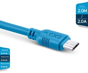 Kabel USB eXc Whippy USB A Micro USB M/M Niebieski 2m