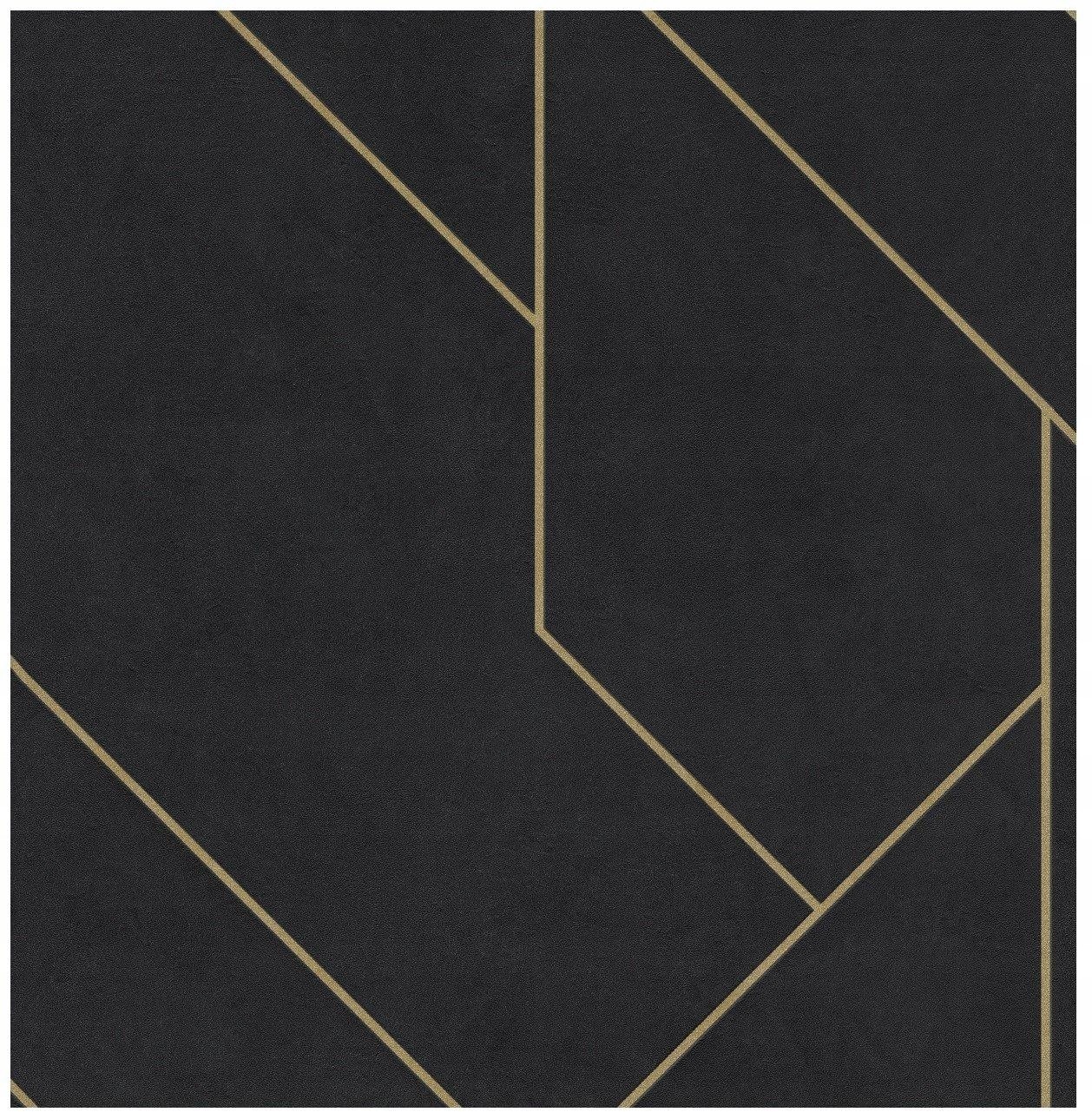 Tapeta flizelinie Geometryczna Czarna Złota 427431