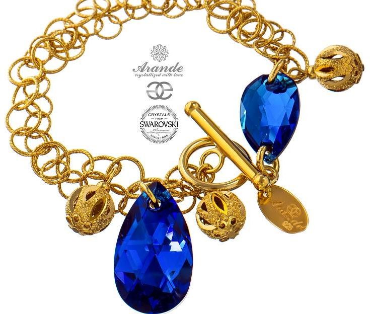 Swarovski Arande piękna bransoletka BLUE COMET GOLD ZŁOTE SREBRO 700870