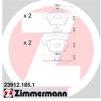 ZIMMERMANN Klocki hamulcowe - komplet 23912.185.1