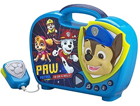 PawPatrol Paw Patrol Sing Along Boombox z mikrofonem. Sing Along to wbudowany w muzykę. Prawdziwy mikrofon pracujący. Połączenia z urządzeniem odtwarzacza MP3. BMDPW115