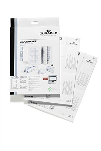 Durable Tabliczki do wkładania do stołu tabliczki, biały 52/104 x 100 mm 145802