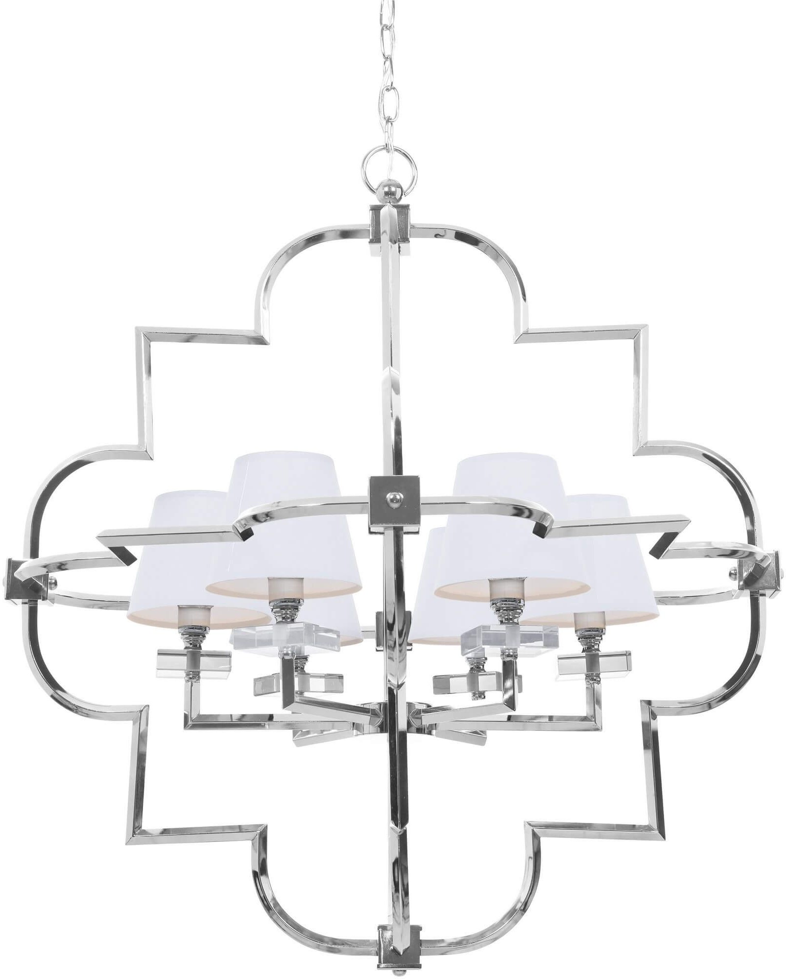 Lumina Deco Deco LAMPA WISZĄCA NOWOCZESNA BIAŁO-CHROMOWANA BALTIMORE W6 LDP 8020-6 (CHR+WT)