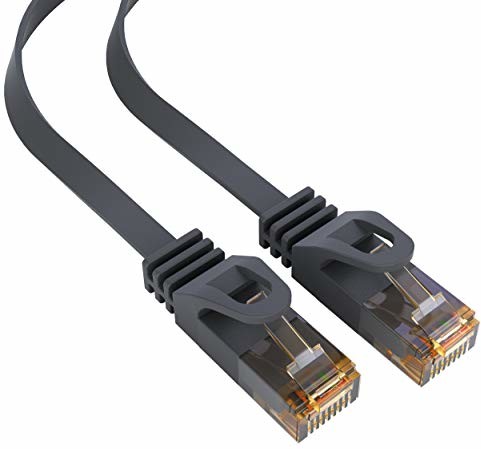 mumbi LAN kabel 2 m CAT 6 płaski kabel sieciowy CAT6 Ethernet kabel krosowy RJ45 2 metry, czarny