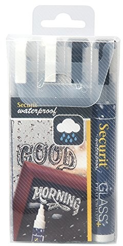 Securit Kreda SECURIT marker Waterproof Medium, 4er etui, sortowane SMA610V4BW