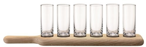 LSA mocny wódka zestaw z deska do serwowania, 40 x 11 cm, 6 szklanki każdy po 80 ML G1049-03-301