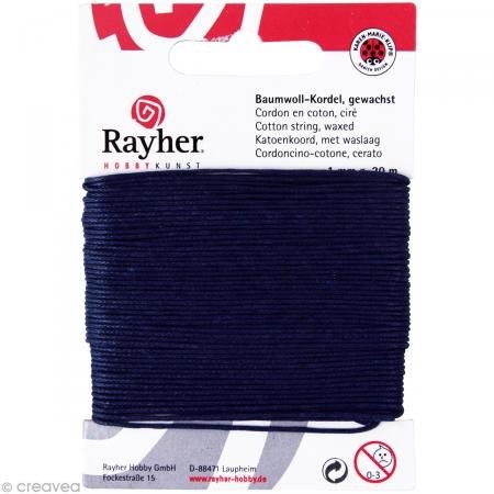 Rayher Sznurek bawełniany, woskowany 1 MM grubości, 20 m Niebieski 5169110
