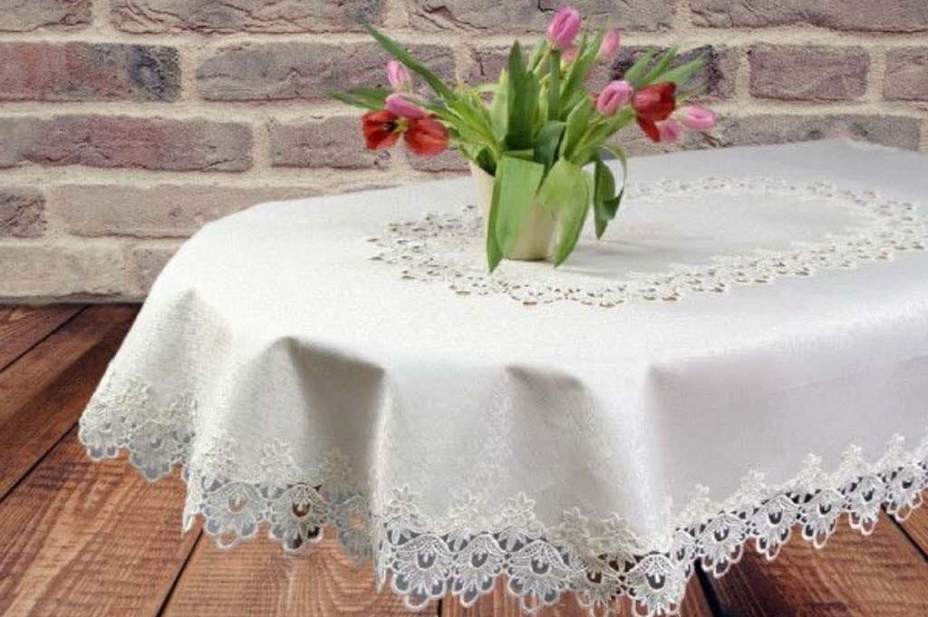 Antonina Obrus plamoodporny 160x300 cm duży owalny ecrue KE-OV300K