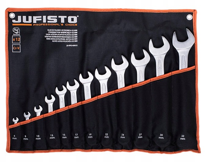 Jufisto Komplet Kluczy Płasko-oczkowych 6-32 12el.