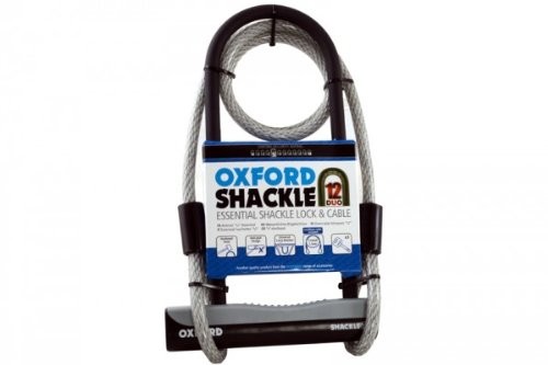 Oxford Shackle 12 Bügelschloss z kablem, czarny, 32 cm 5030009096327