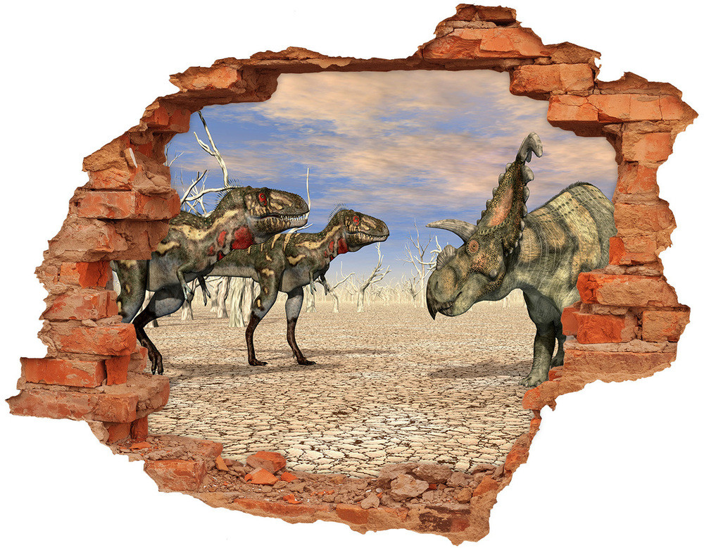 Wallmuralia.pl Dziura 3d fototapeta naklejka Dinozaury