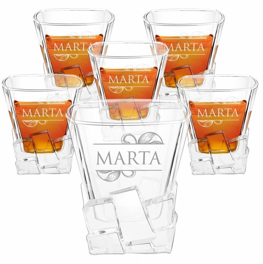 Murrano Szklanki do whisky x6 z grawerem dla niej na imieniny 6xSZIB-013