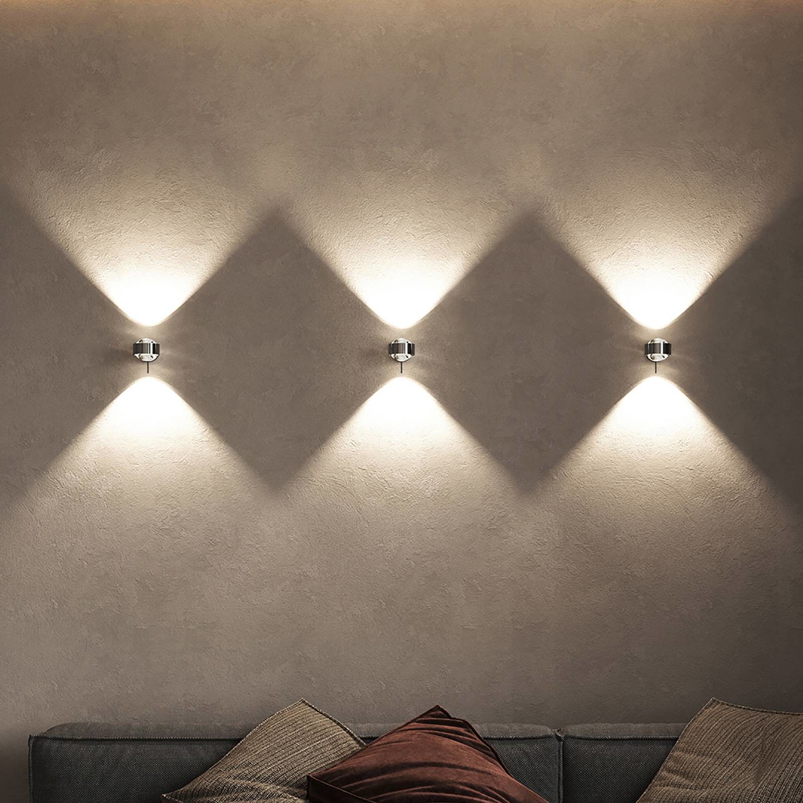 Top Light Puk Mini Wall+ LED, przezroczyste soczewki, chrom