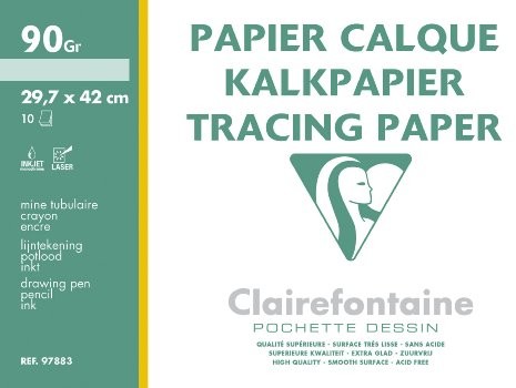Clairefontaine 97883 °C przezroczysty Binder z millimeterunterteilung, DIN A3, 29.7 x 42 cm, 90/95 G, 12 arkuszy papieru, przezroczysty 97883C
