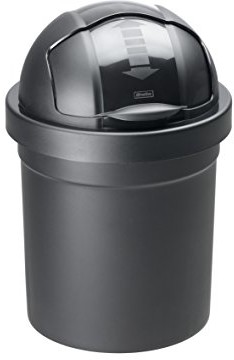 Rotho 1721308080 kosz na śmieci Roll Bob 30 l  35,5 x 35,5 x 59,5 cm  kosz na papier z tworzywa sztucznego (PP) w kolorze czarnym  pojemnik na odpady z przesuwaną pokrywą kosz na śmieci, plastik, czar 1721208080